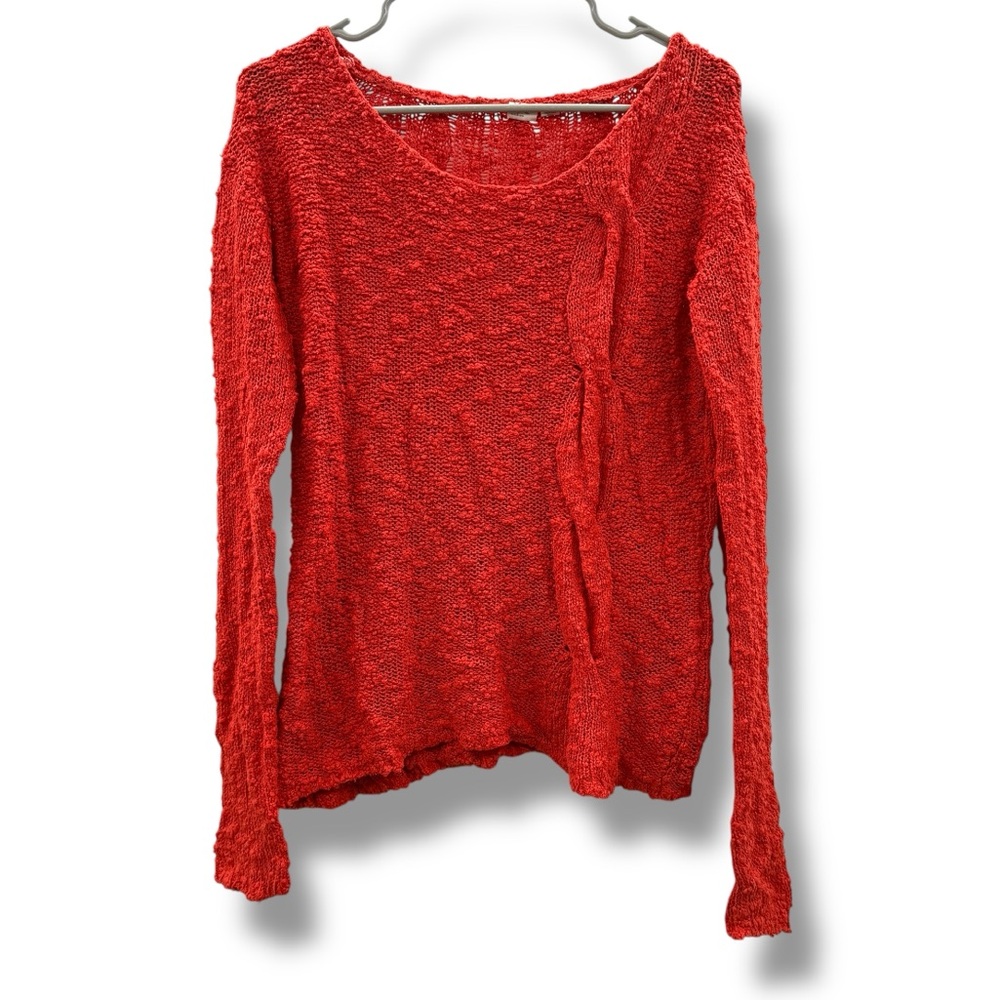 Anthropologie Yellow Bird Sweater Women’s Size Medium Red Textured Knit